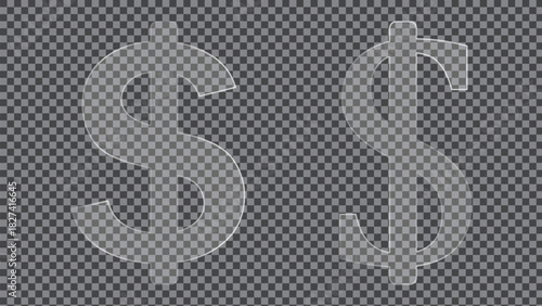 Liquid Dollar icon Light banner collection with glow effect, vector illustration