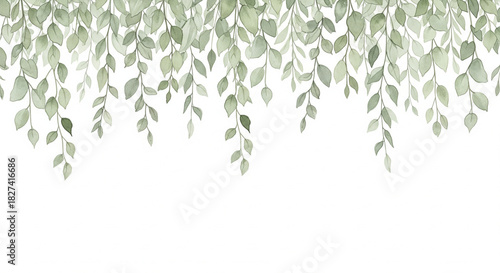 Wallpaper Mural Elegant watercolor foliage border design for invitations or cards, bringing natural beauty and a calming organic feel to your creative projects now Torontodigital.ca