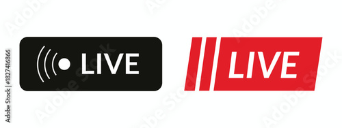 Live Streaming Icon with Bold Red Badge for Broadcast and Online Media