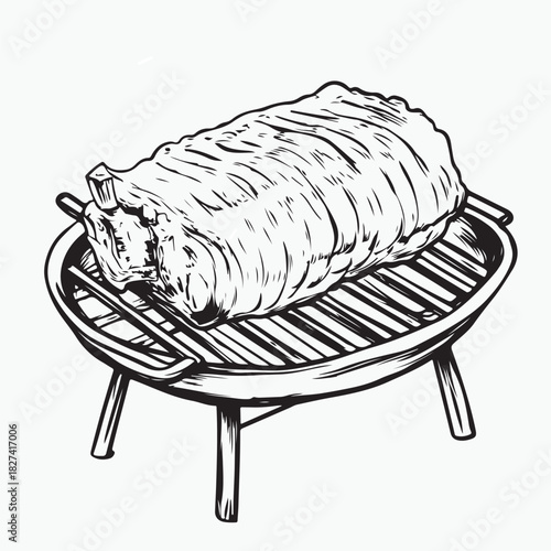 roast pork vector illustration