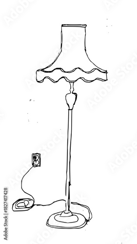 Whimsical floor lamp sketch with a vintage charm, perfect for adding a touch of nostalgia and artistic flair to your home design projects or creative endeavors