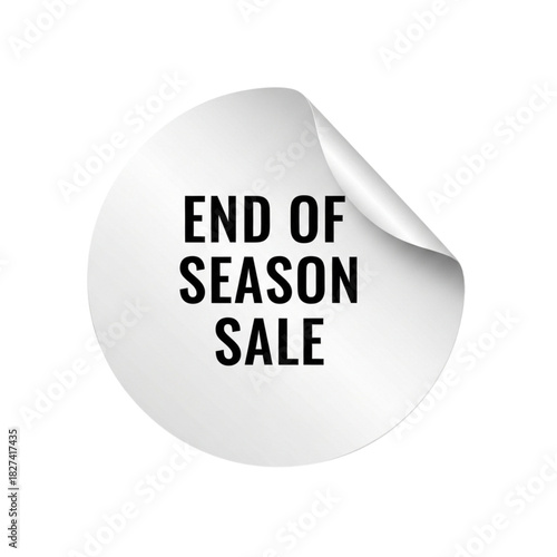 End of season sale white sticker with curled top corner