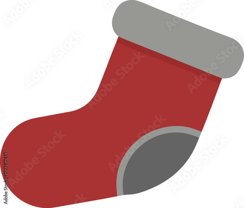 Red christmas stocking with grey cuff and heel detail
