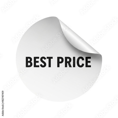 Best price white sticker with curled top edge