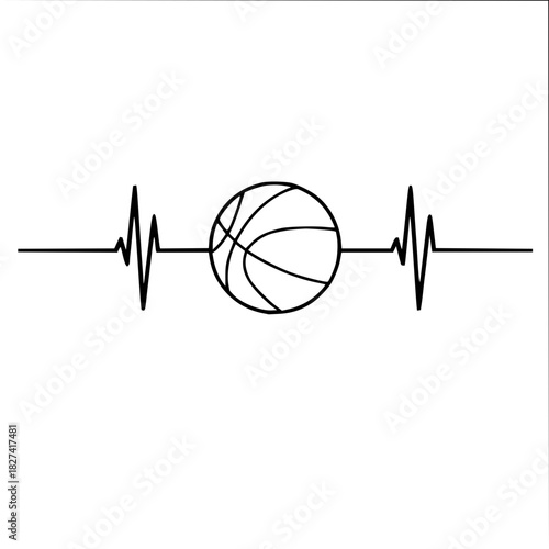 Passionate basketball heartbeat design for sports lovers and athletes, inspiring graphic art, showing rhythm and energy for fitness enthusiasts and teams