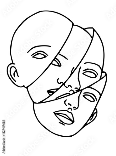 Minimalist line art revealing inner thoughts and emotions, exploring identity and introspection, perfect for wellness, mental health and creativity projects