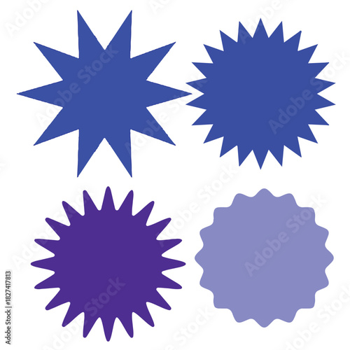 Set of blank glass green stars various shape isolated on white background. Vector illustration
