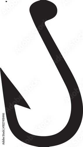 Close-Up Black Fishing Hook with Sharp BarbPrint