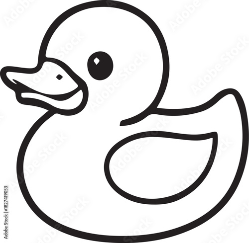 Rubber Duck: Simple sketch of a charming rubber ducky, a symbol of childhood joy and bath time fun. A delightful illustration.