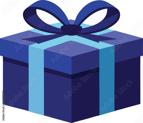 A vibrant blue gift box with a matching ribbon and bow