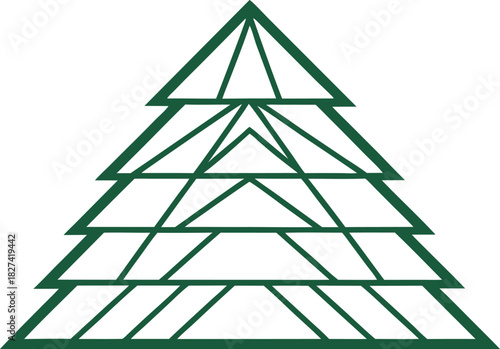 Geometric abstract green christmas tree design with intersecting lines