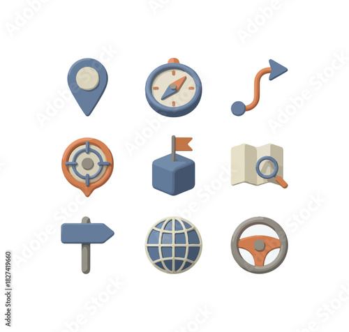 Set of navigation icons on dark background