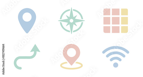 Set of navigation icons on dark background