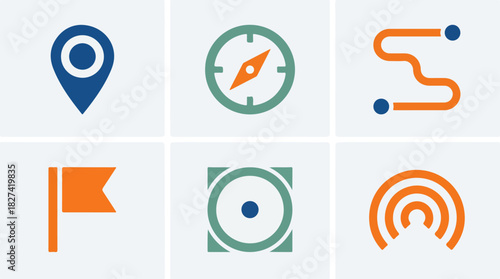 Clay illustrations of map compass and location markers