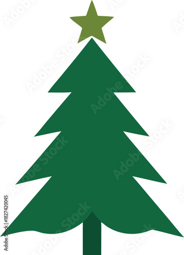 Simple green christmas tree with a yellow star on top