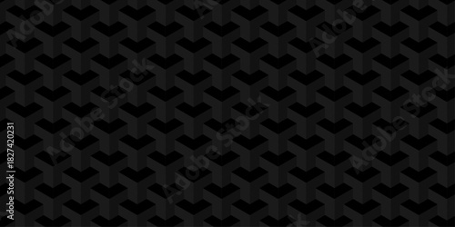 Cube structure wall vector box black square grid vintage. Modern cube wallpaper decoration tiles and mosaic seamless pattern.	