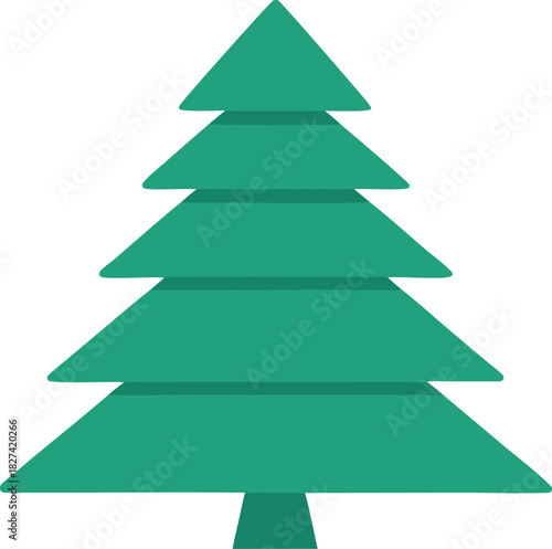 Simple green christmas tree illustration with flat design style