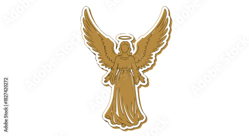 Golden Angel with Wings and Halo isolated vector illustration isolated PNG with Transparent Background