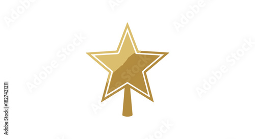 Simple gold star Christmas tree topper icon vector graphic symbol design element isolated PNG with Transparent Background