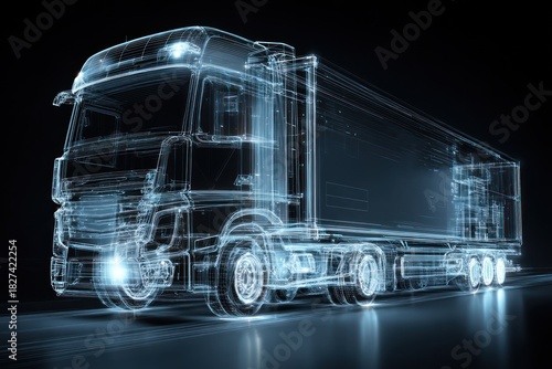 Abstract illustration of a semi truck
