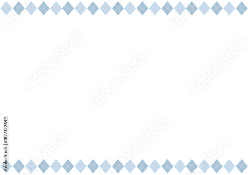 シンプルなダイヤ模様で作られた上下ボーダーのフレーム素材/青系カラーのかわいい飾り枠