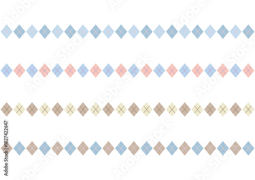 シンプルなダイヤ模様で作られた装飾ライン４色セット/ラテカラーがかわいいボーダー素材