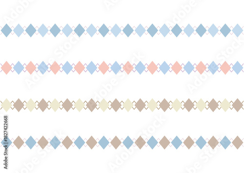 シンプルなダイヤ模様で作られた装飾ライン４色セット/やわらかい色合いのラインフレーム素材