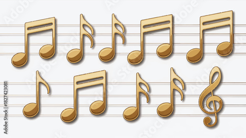 Golden Music Notes A Collection of Musical Elements for Creative Designs