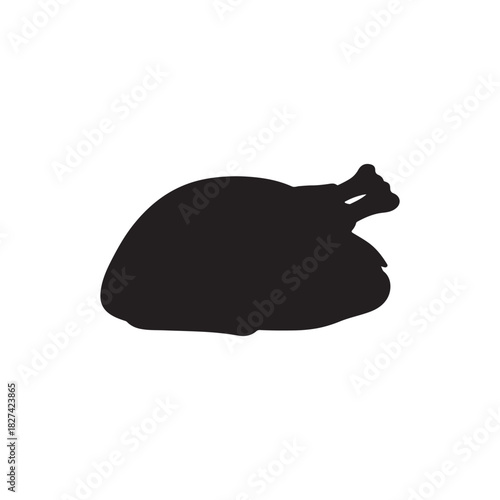 Roasted turkey silhouette vector flat illustration design on white back ground