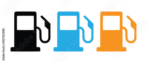  colorful gas pumps with fuel nozzles vector