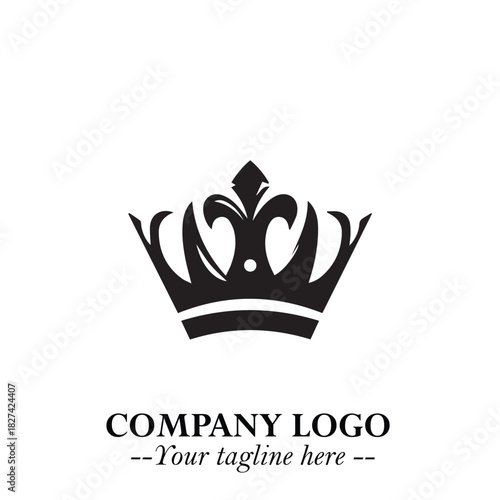 Elegant Black Crown Logo Symbol on a Clean White Background for Premium Branding Design