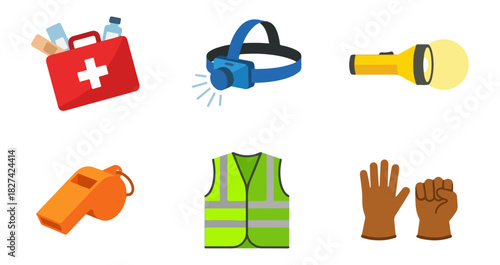 Safety equipment collection illustration