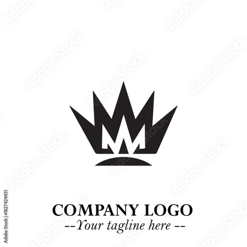 Elegant Black Crown Logo Symbol on a Clean White Background for Premium Branding Design