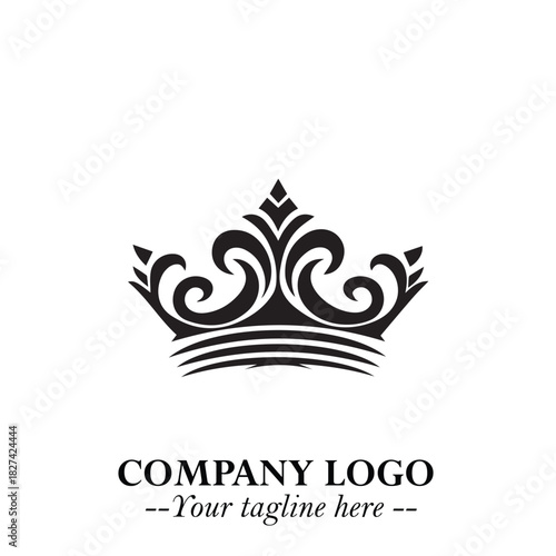 Elegant Black Crown Logo Symbol on a Clean White Background for Premium Branding Design