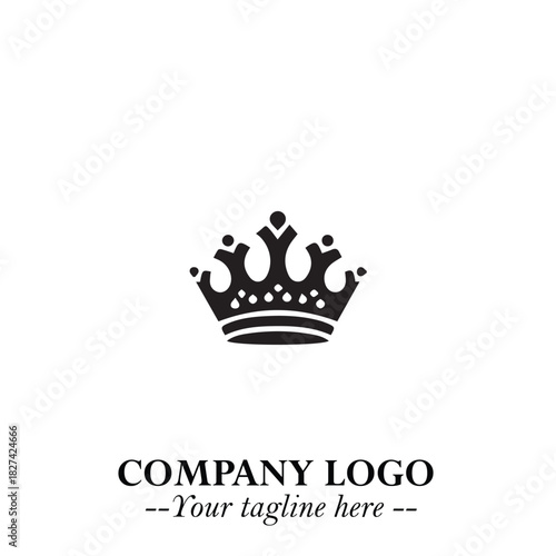 Elegant Black Crown Logo Symbol on a Clean White Background for Premium Branding Design