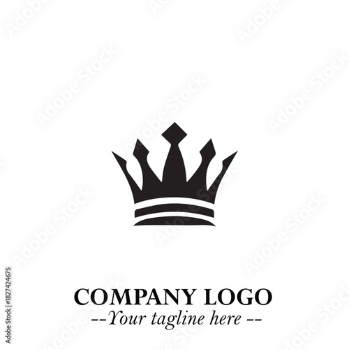 Elegant Black Crown Logo Symbol on a Clean White Background for Premium Branding Design