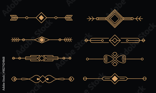 Header ornament. classic art deco vintage element. luxury golden design details, ornate geometric patterns, elegant decorative accents, suitable for high-end graphic and ornamental 