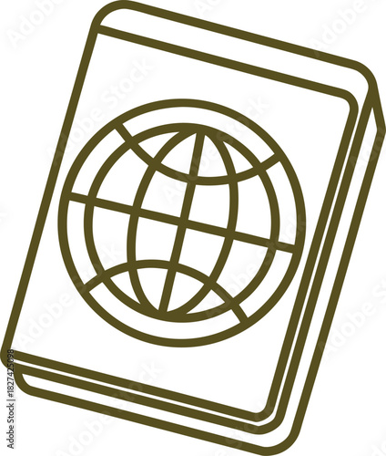 Passport Icon with Globe Symbol travel document