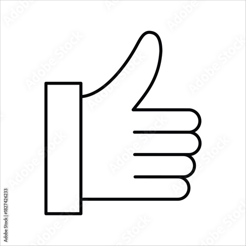 Modern minimalist line drawing of an upward pointing thumb, signifying approval, consent, appreciation, and excellent feedback for positive interaction