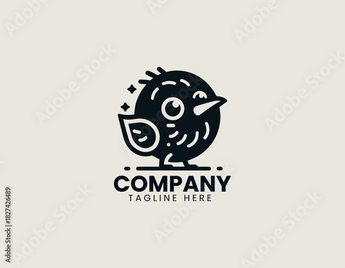 kiwi bird minimalist black vector logo illustration
