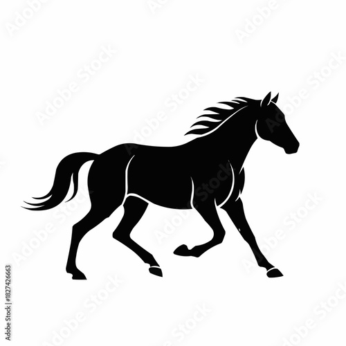 Black silhouette of a trotting horse vector illustration.