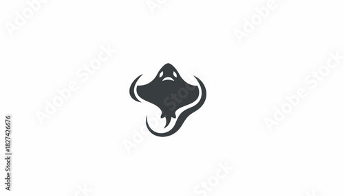 A stylized, minimalist logo featuring a dark gray stingray shape on a white background.