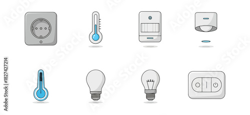 Smart home icons set modern technology illustration