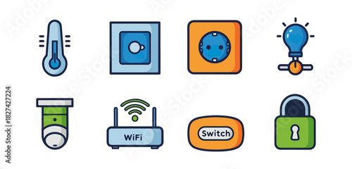 Smart home icons set technology and automation