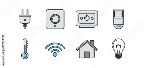 Smart home technology icons set vector illustration