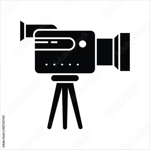 Professional video camera on sturdy tripod, ready for high-quality filming and media production, capturing important moments and events with precision technology