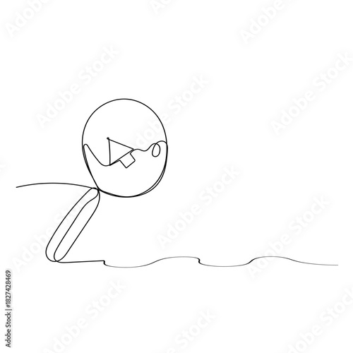 continuous line drawing magnifying glass and arrow cursor icon symbol for search illustration in contour line