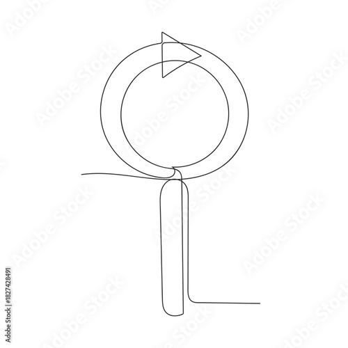 continuous line drawing magnifying glass and arrow cursor icon symbol for search illustration in contour line