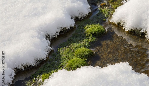 Early spring snowmelt moss detail - ultra realistic
