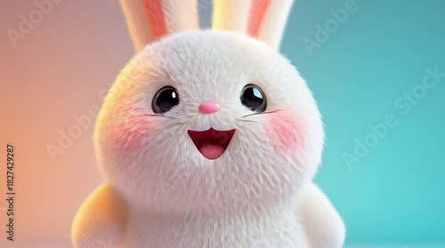 Cute Happy Bunny Hop Animation – adorable cartoon rabbit jumping in place